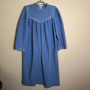 Vintage at Home Wear Sears House Coat / Robe Zipper Blue Size Medium